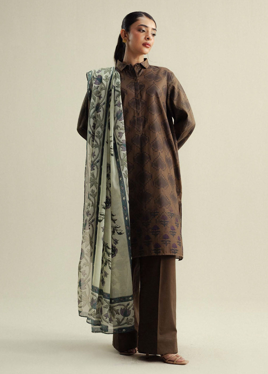 Coco by Zara Shahjahan Printed Cotton Satin Suits Unstitched 3 Piece CZS25PU D-06 A Rove
