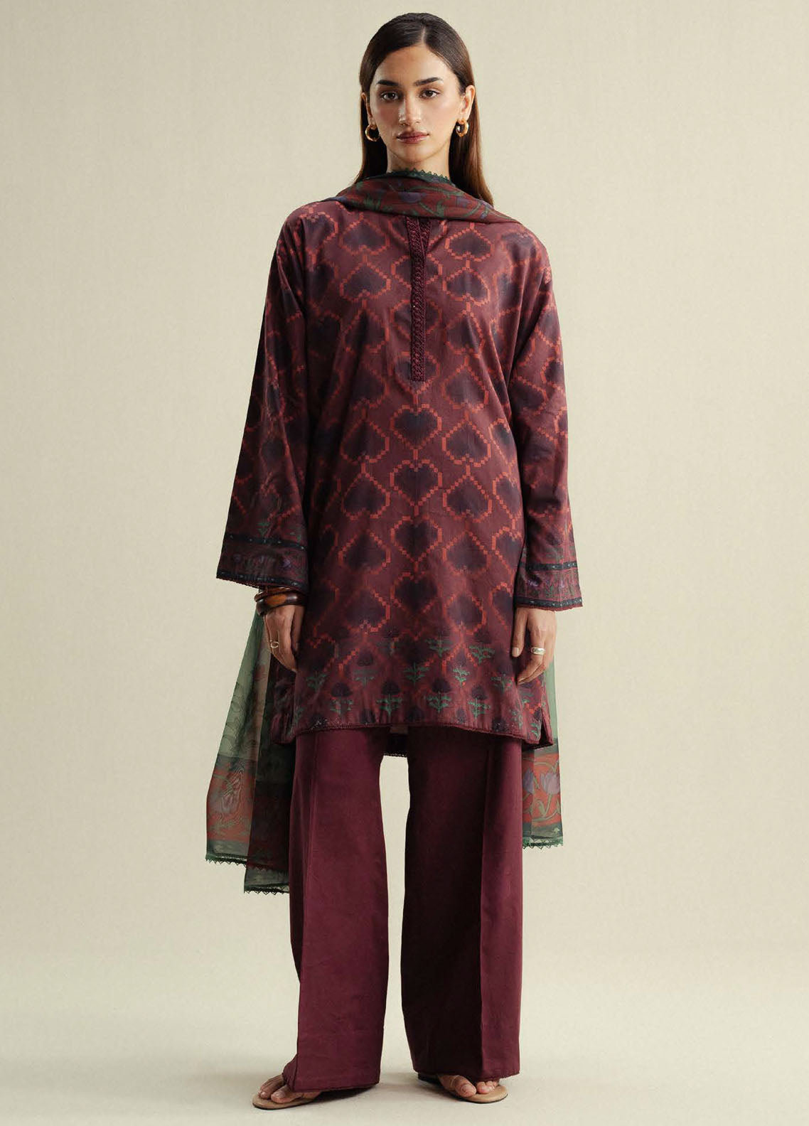 Coco by Zara Shahjahan Printed Cotton Satin Suits Unstitched 3 Piece CZS25PU D-06 B Rove