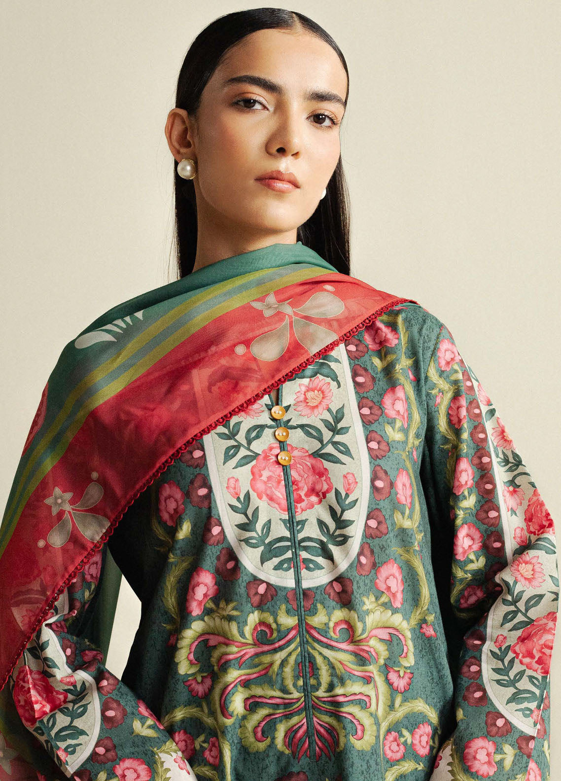 Coco by Zara Shahjahan Printed Cambric Suits Unstitched 3 Piece CZS25PU D-09 A Sol