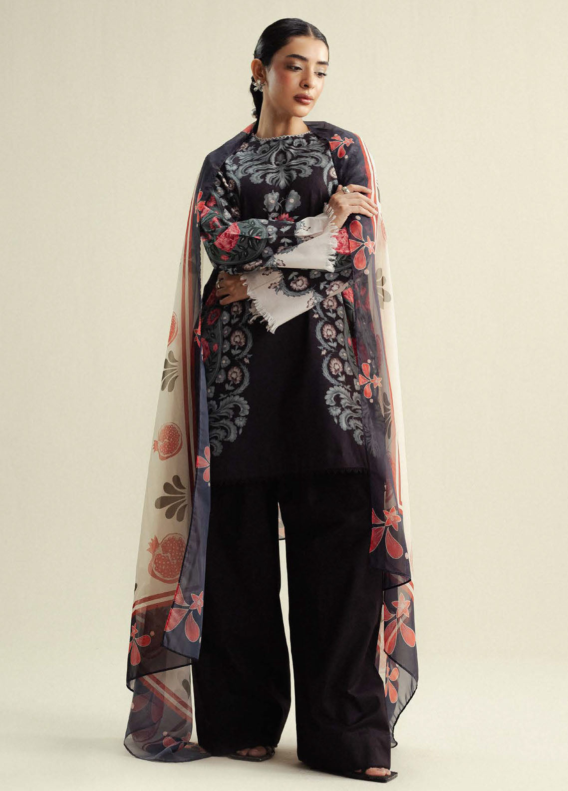 Coco by Zara Shahjahan Printed Cambric Suits Unstitched 3 Piece CZS25PU D-09 B Sol