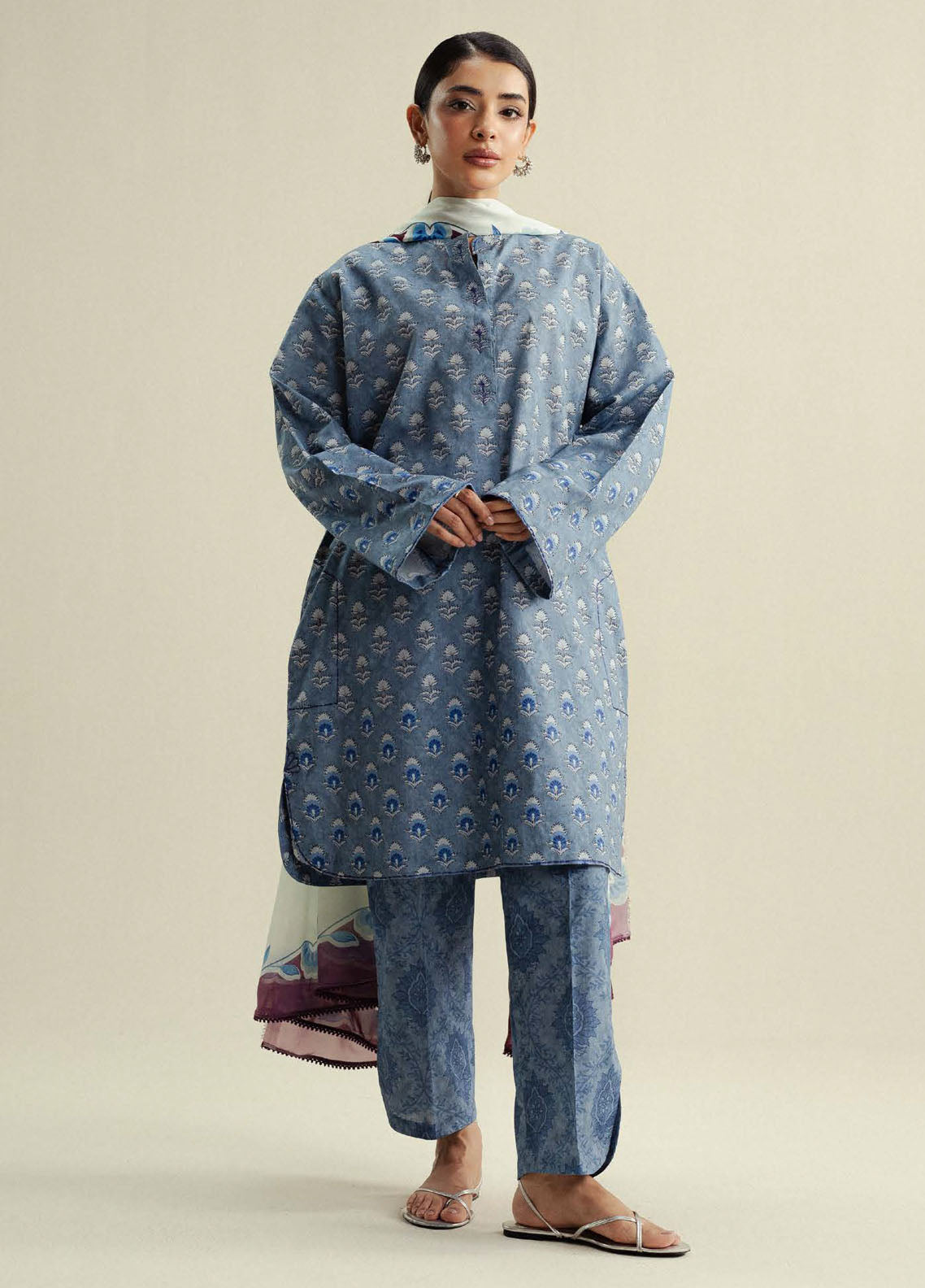 Coco by Zara Shahjahan Printed Cambric Suits Unstitched 3 Piece CZS25PU D-10 B Willow
