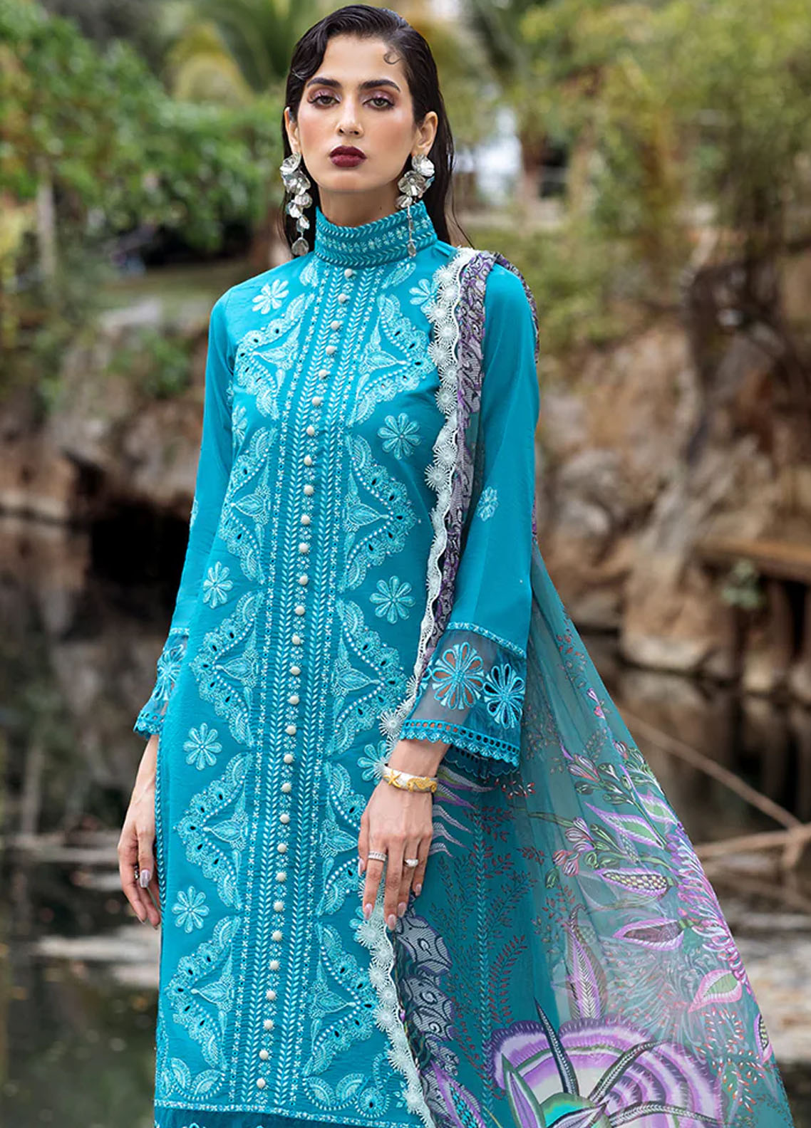 Dahlia by Roheenaz Unstitched Embroidered Lawn Collection 2024 D-01A Delphinium