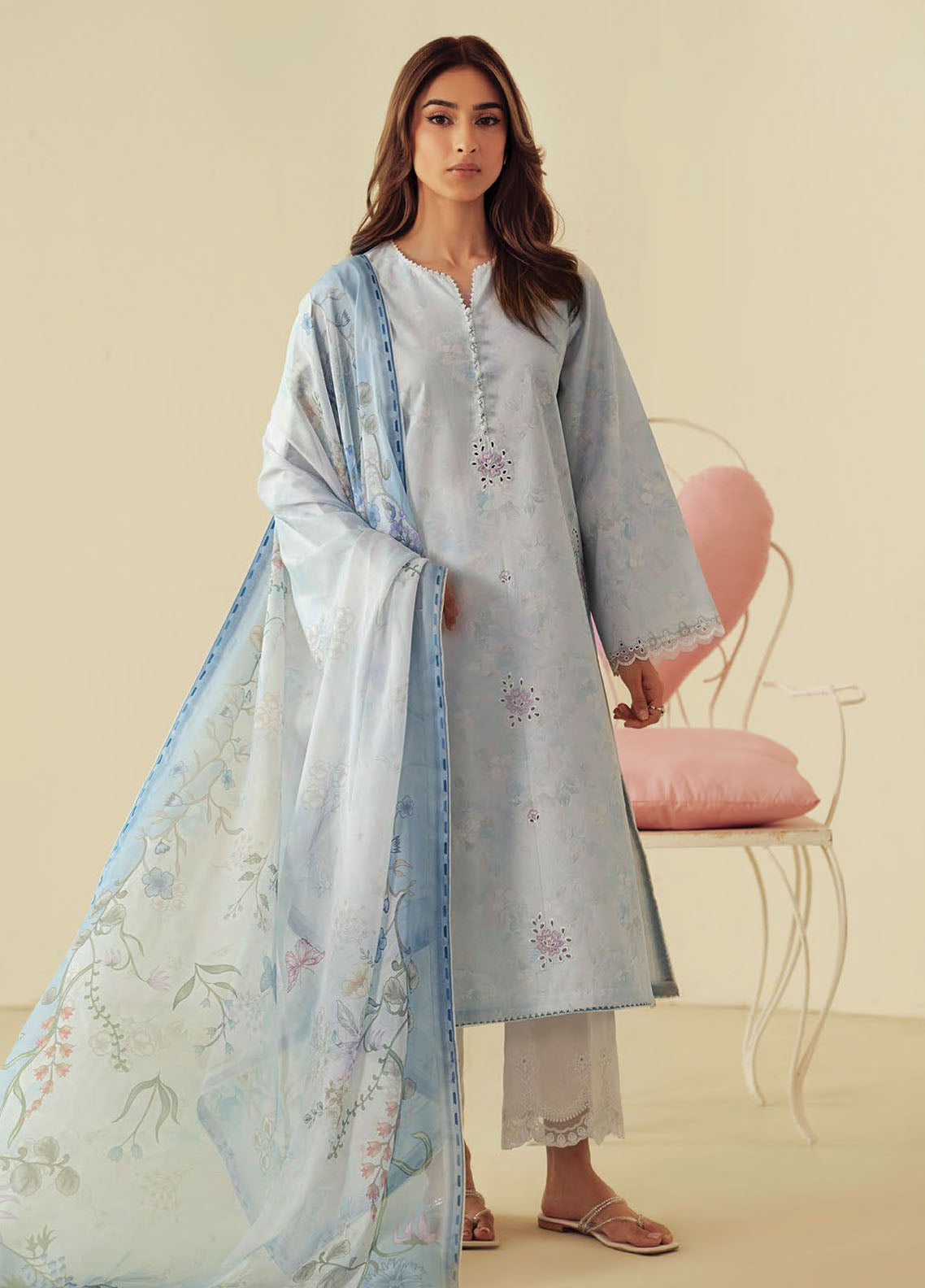 Daffodils by Seran Embroidered Lawn Suits Unstitched 2 Piece SN25DL D-02 Skylar