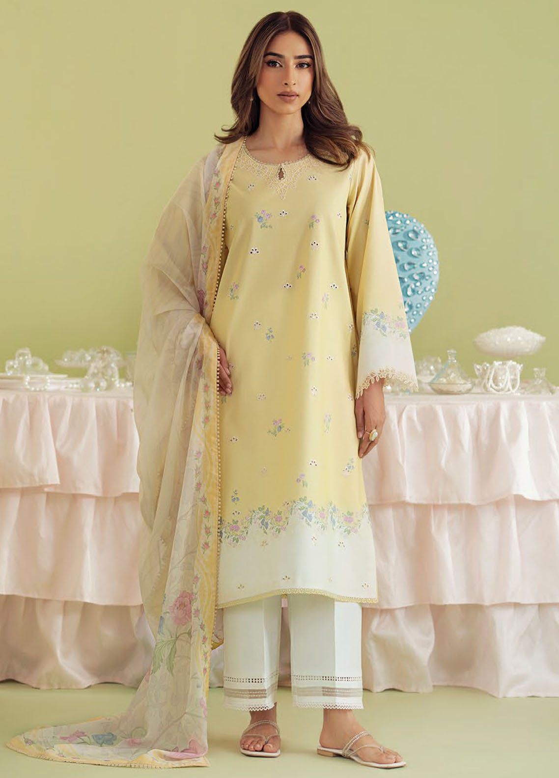 Daffodils by Seran Embroidered Lawn Suits Unstitched 2 Piece SN25DL D-01 Izzy