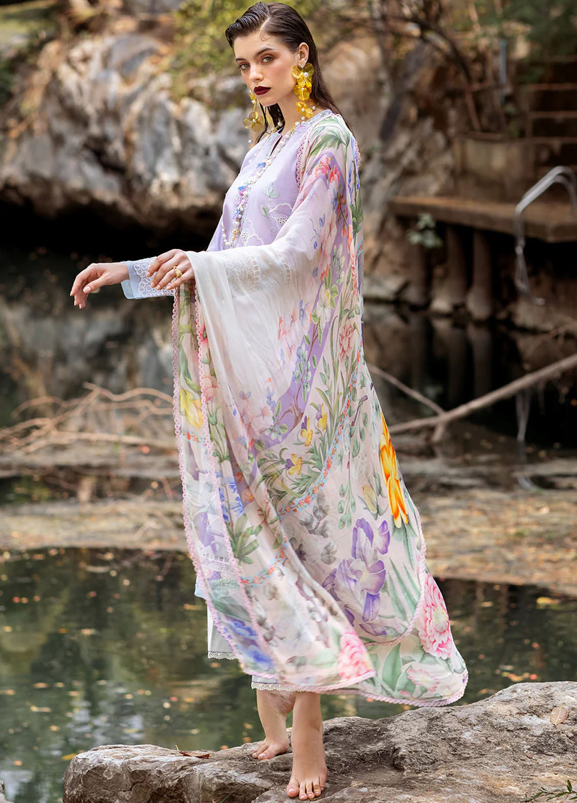 Dahlia by Roheenaz Unstitched Embroidered Lawn Collection 2024 D-03B Iris