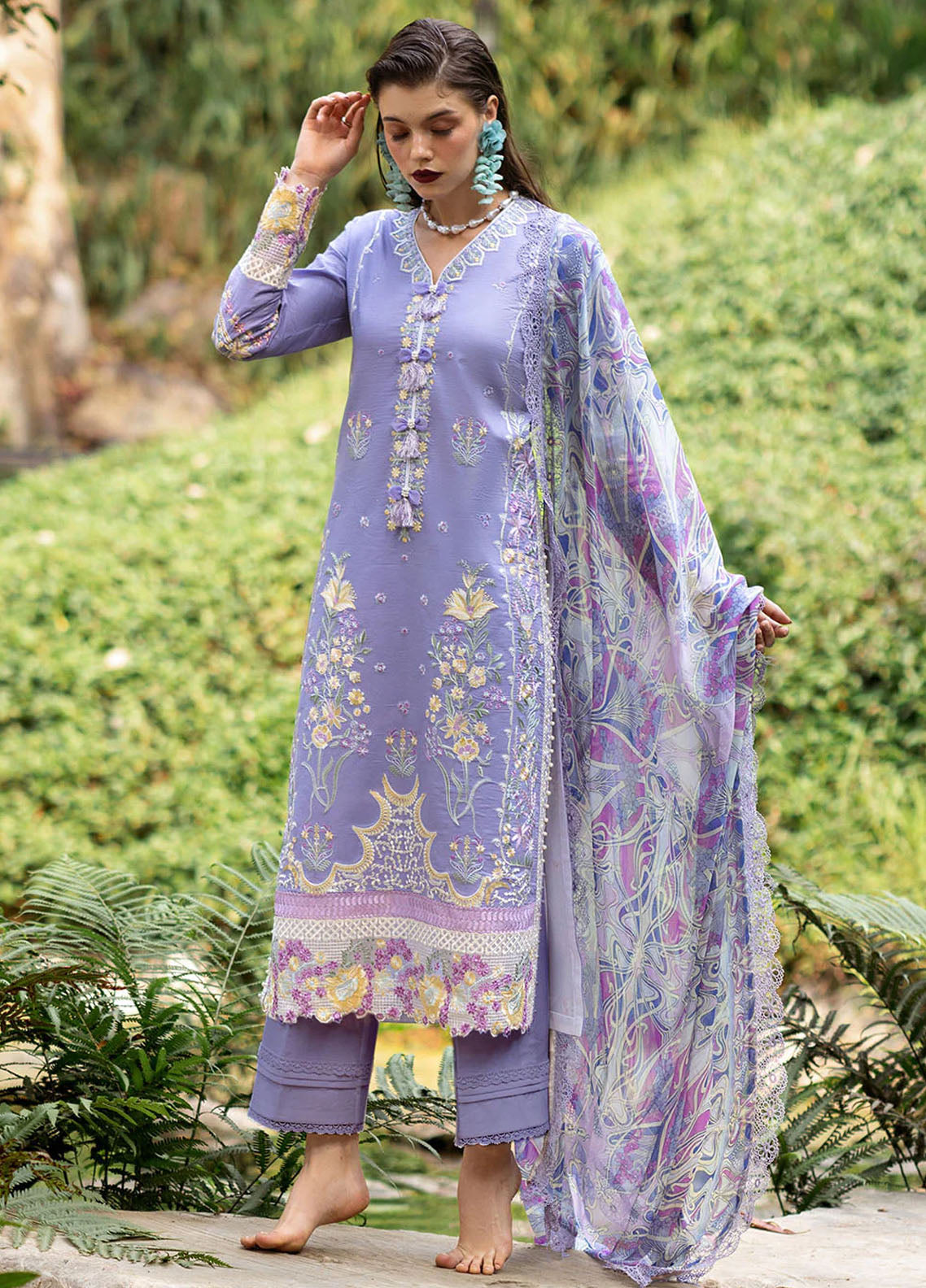 Dahlia by Roheenaz Unstitched Embroidered Lawn Collection 2024 D-06B Aster