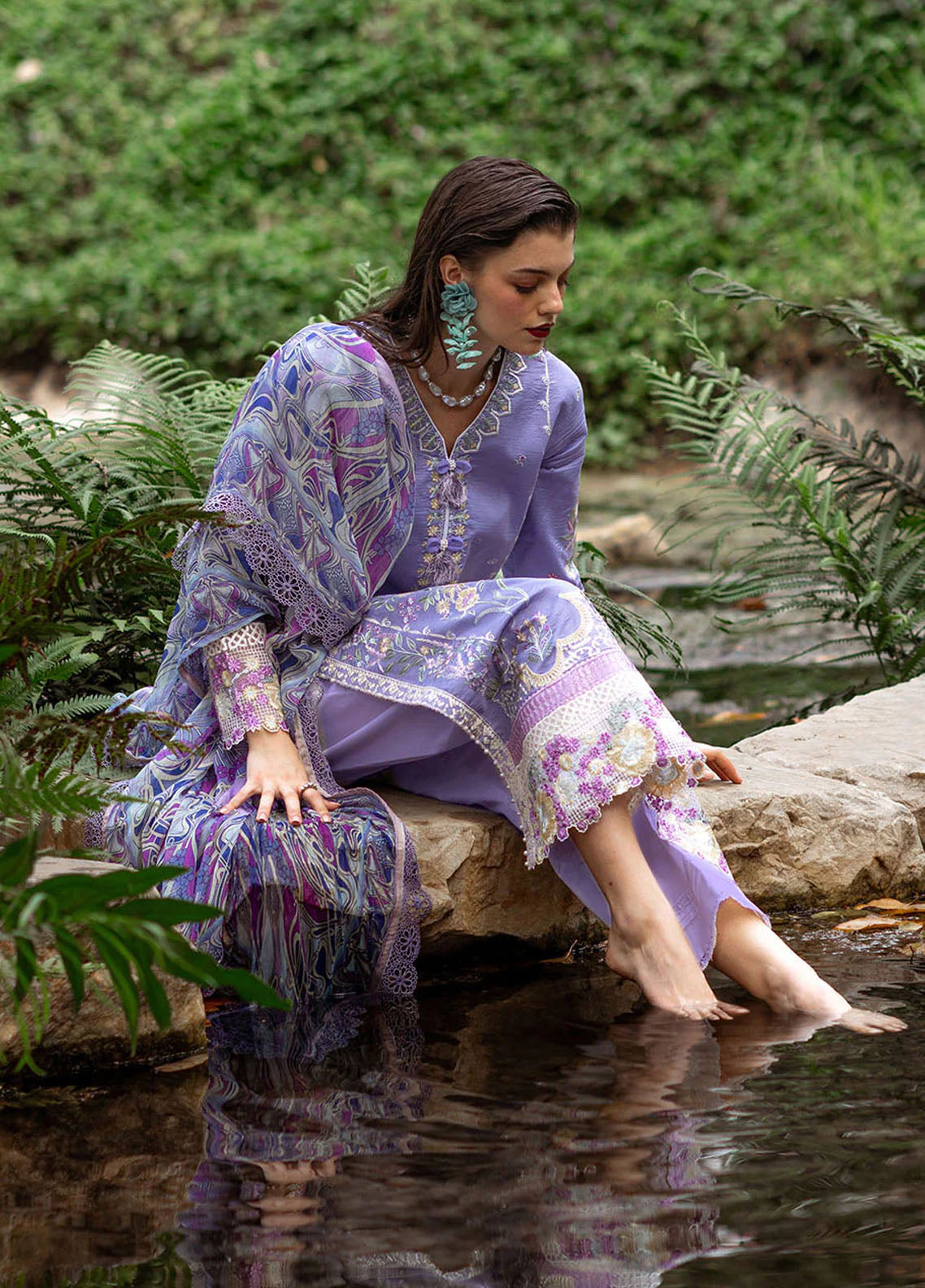 Dahlia by Roheenaz Unstitched Embroidered Lawn Collection 2024 D-06B Aster