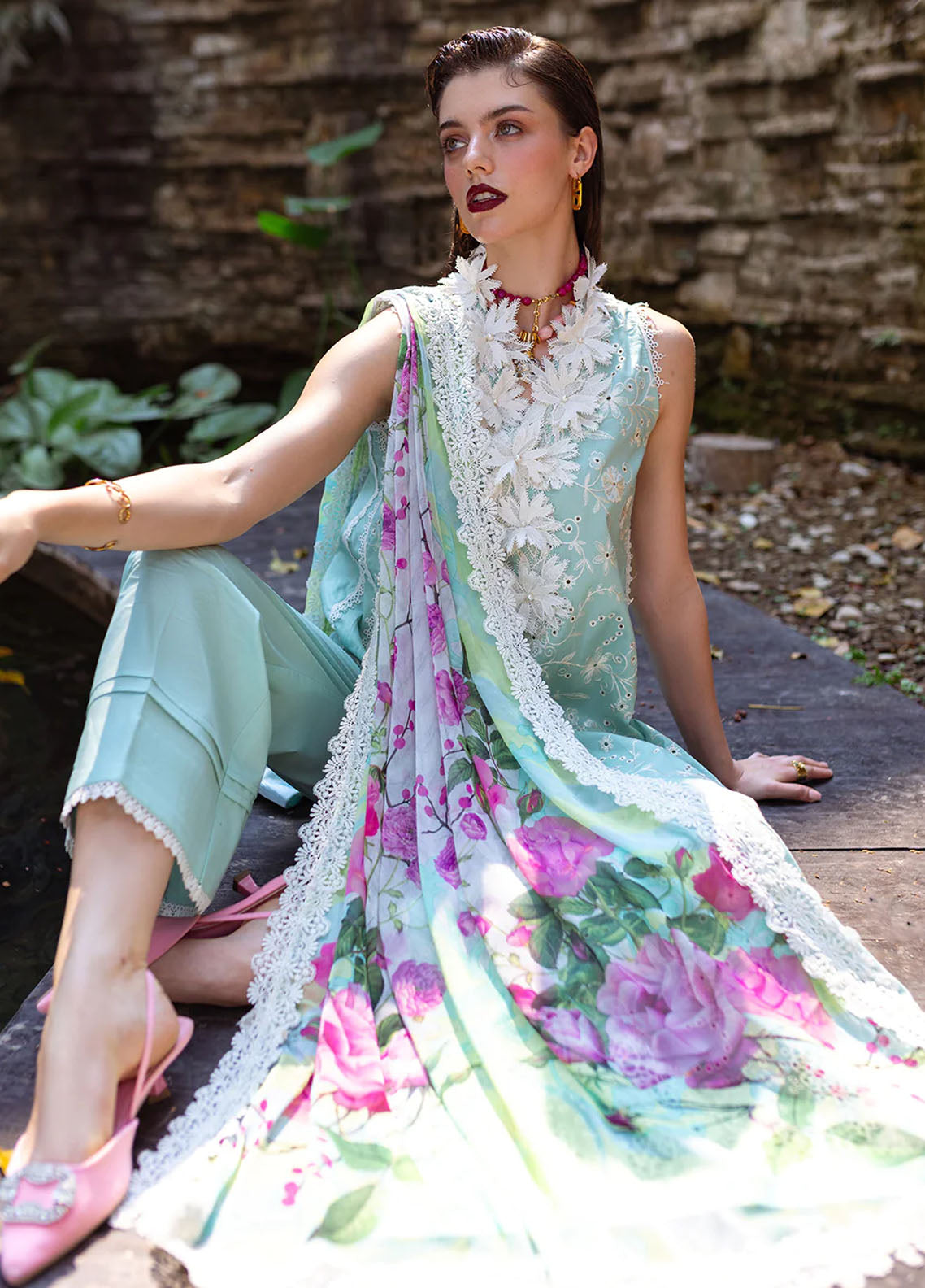 Dahlia by Roheenaz Unstitched Embroidered Lawn Collection 2024 D-08B Zinnia