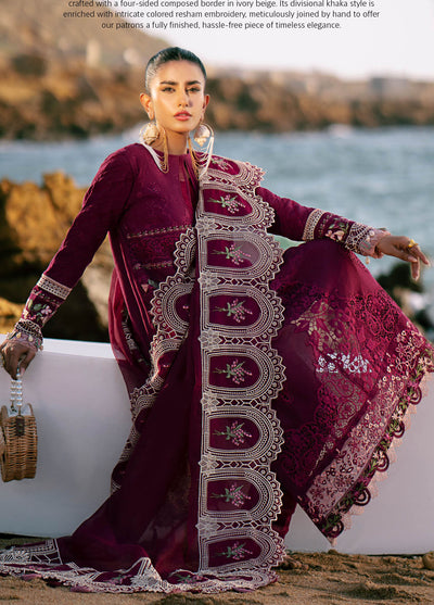 Dastan by AJR Couture Luxury Lawn Collection 2025 ALL-02 Cheery Wine