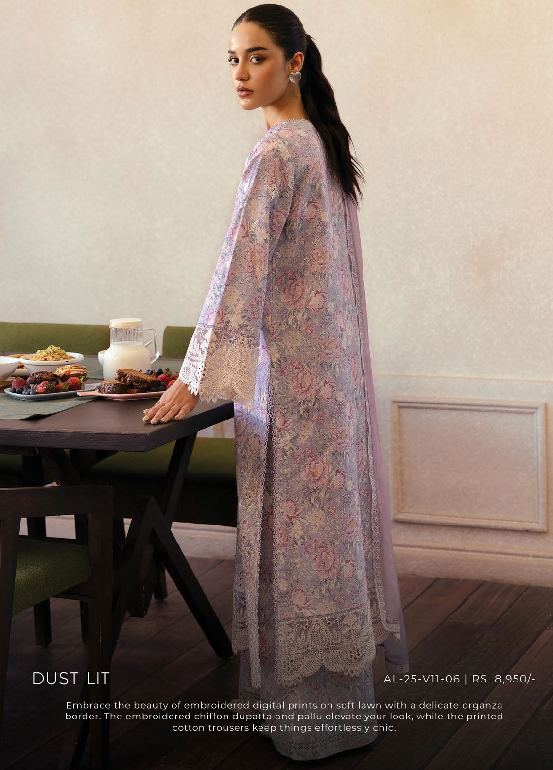 Daybreak by Afrozeh Embroidered Lawn Suits Unstitched 3 Piece AF25DB D-06 Dust Lit