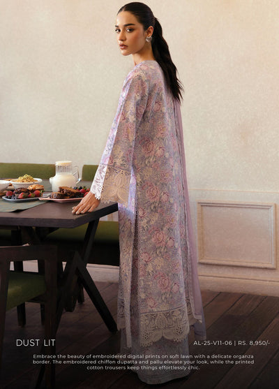 Daybreak by Afrozeh Embroidered Lawn Suits Unstitched 3 Piece AF25DB D-06 Dust Lit