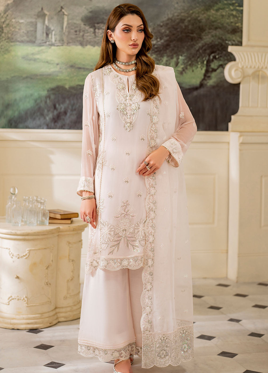 Declare Embroidered Chiffon Suits Unstitched 4 Piece DC24CL LFP-1105 Mirela - Formals Collection