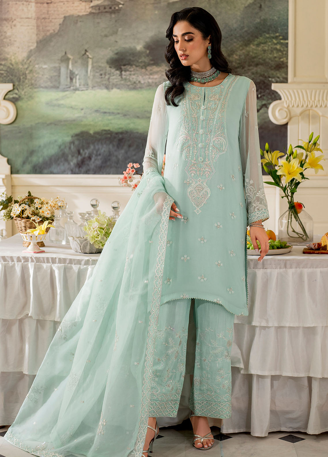 Declare Embroidered Chiffon Suits Unstitched 4 Piece DC24CL LFP-1106 Mysha - Formals Collection