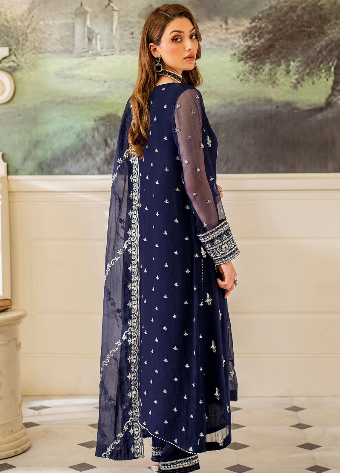 Declare Embroidered Chiffon Suits Unstitched 4 Piece DC24CL LFP-1110 Lune - Formals Collection