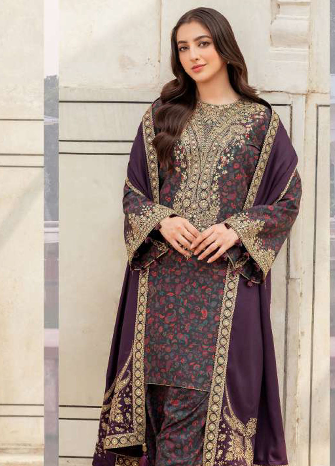 Delia By Jazmin Embroidered  Suit Unstitched 3 Piece JZ24DW D-07 - Winter Collection