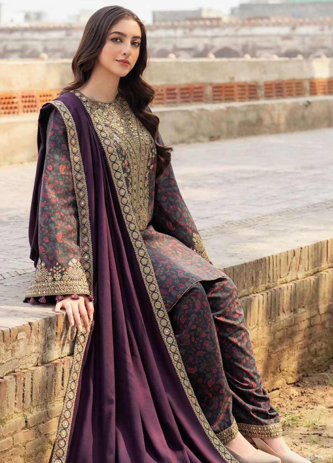 Delia By Jazmin Embroidered  Suit Unstitched 3 Piece JZ24DW D-07 - Winter Collection