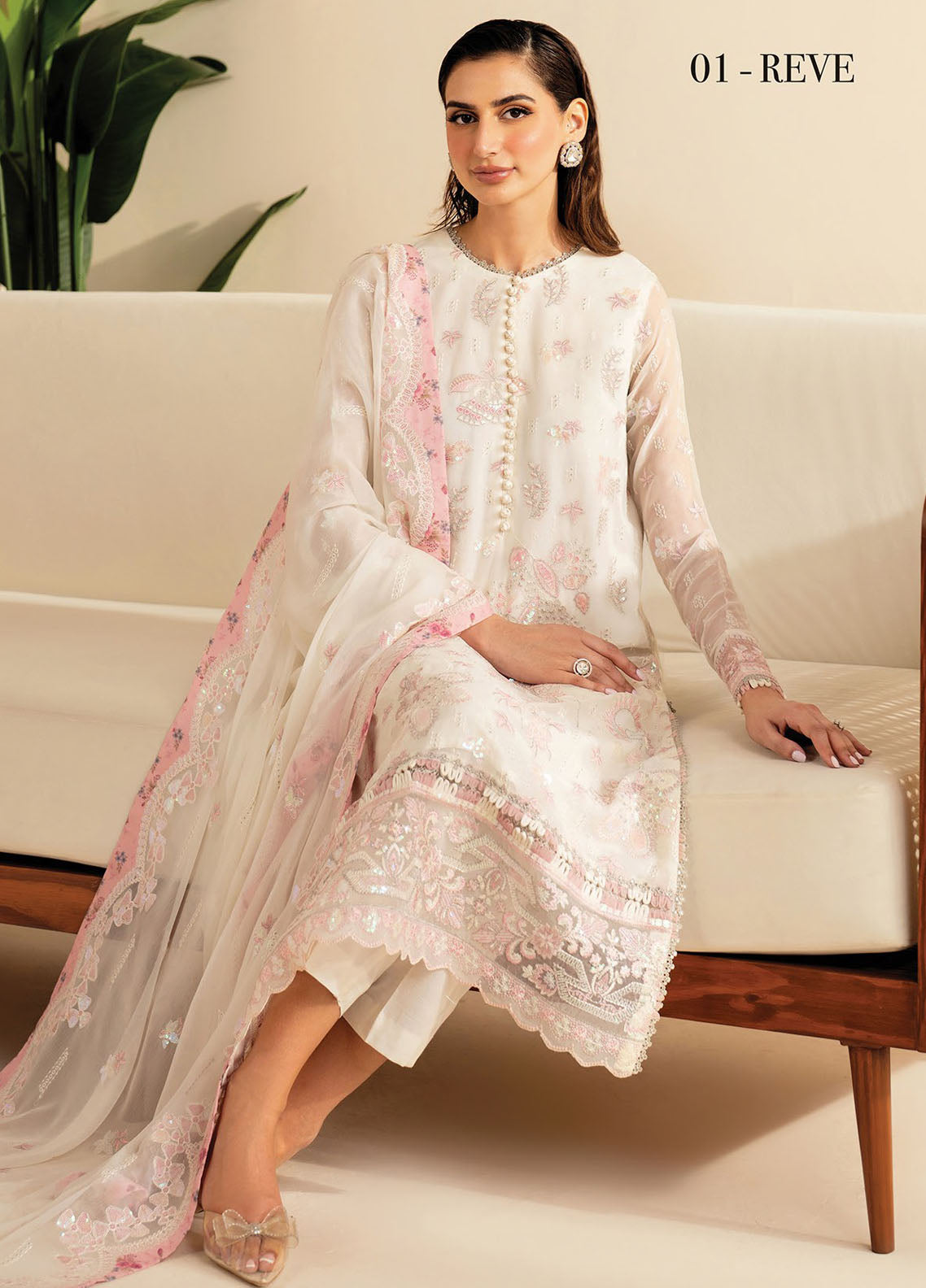 Deme by Xenia Embroidered Chiffon Suits Unstitched 3 Piece XE25DC D-01 Reve