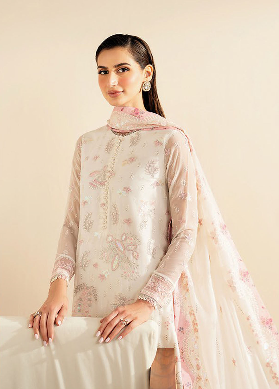 Deme by Xenia Embroidered Chiffon Suits Unstitched 3 Piece XE25DC D-01 Reve