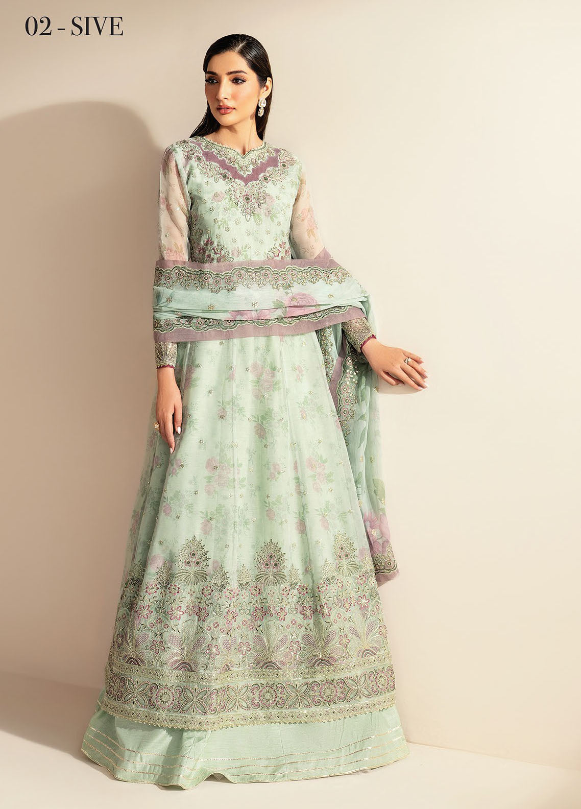 Deme by Xenia Embroidered Chiffon Suits Unstitched 3 Piece XE25DC D-02 Sive
