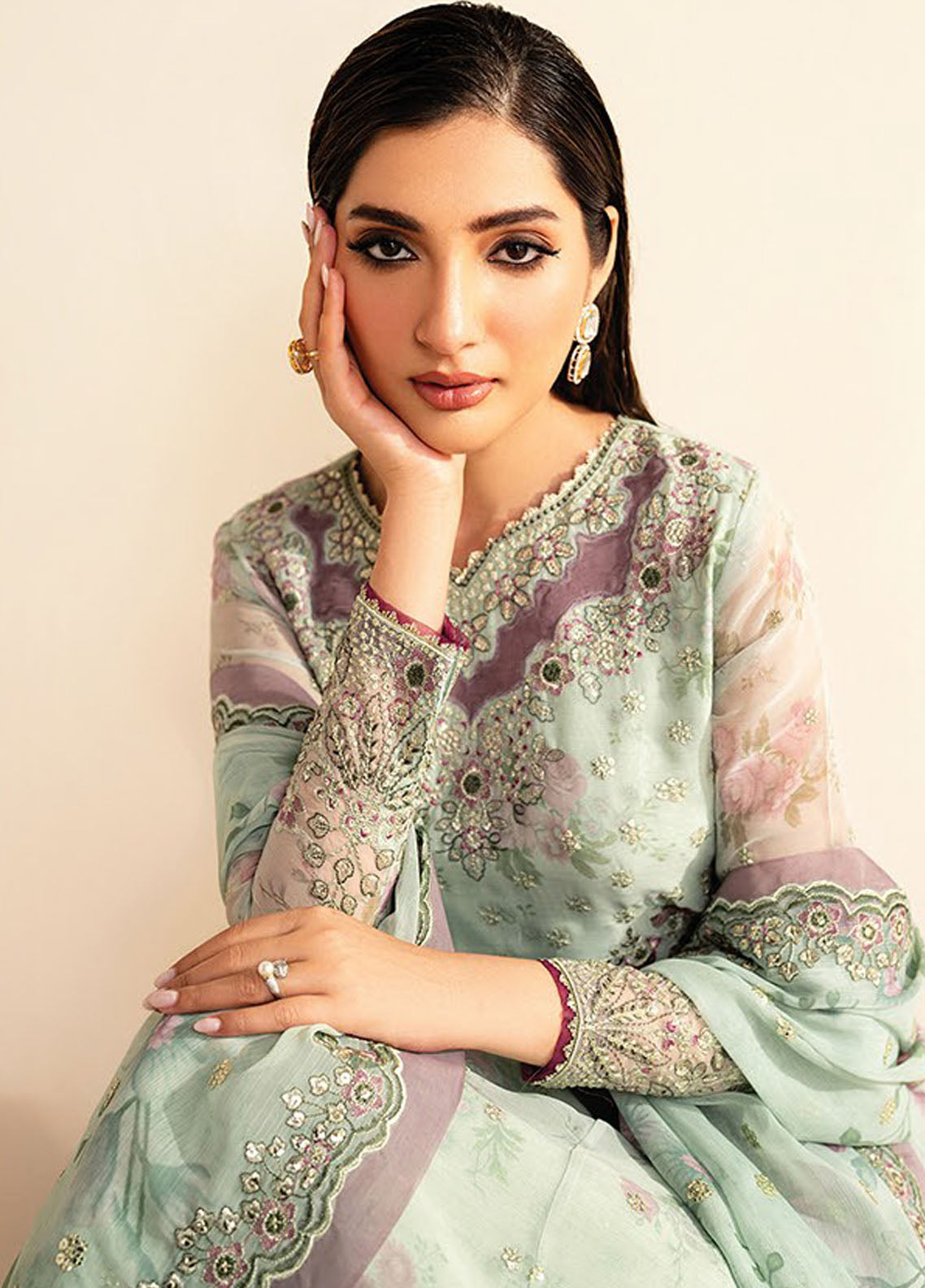 Deme by Xenia Embroidered Chiffon Suits Unstitched 3 Piece XE25DC D-02 Sive