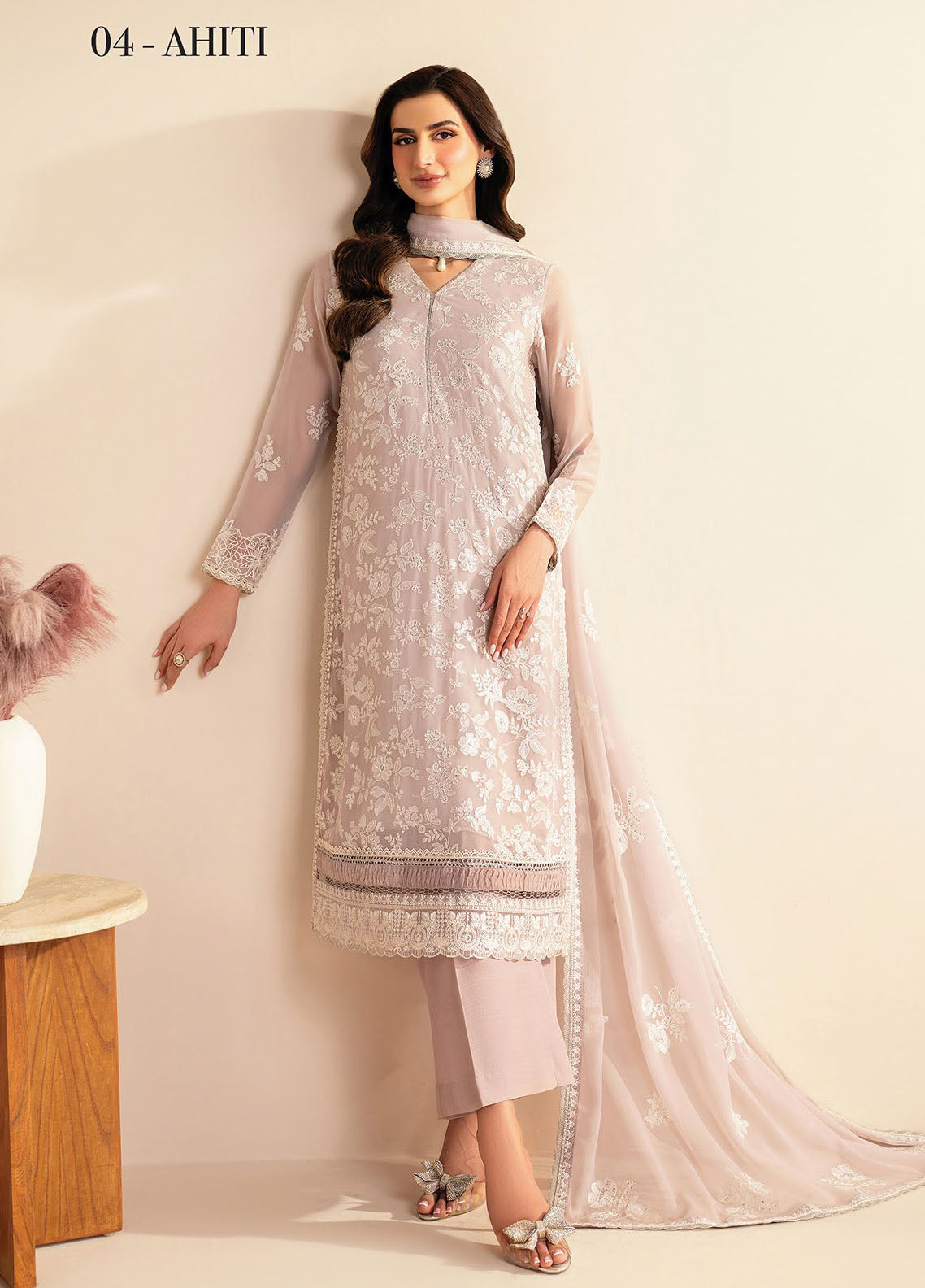 Deme by Xenia Embroidered Chiffon Suits Unstitched 3 Piece XE25DC D-04 Ahiti