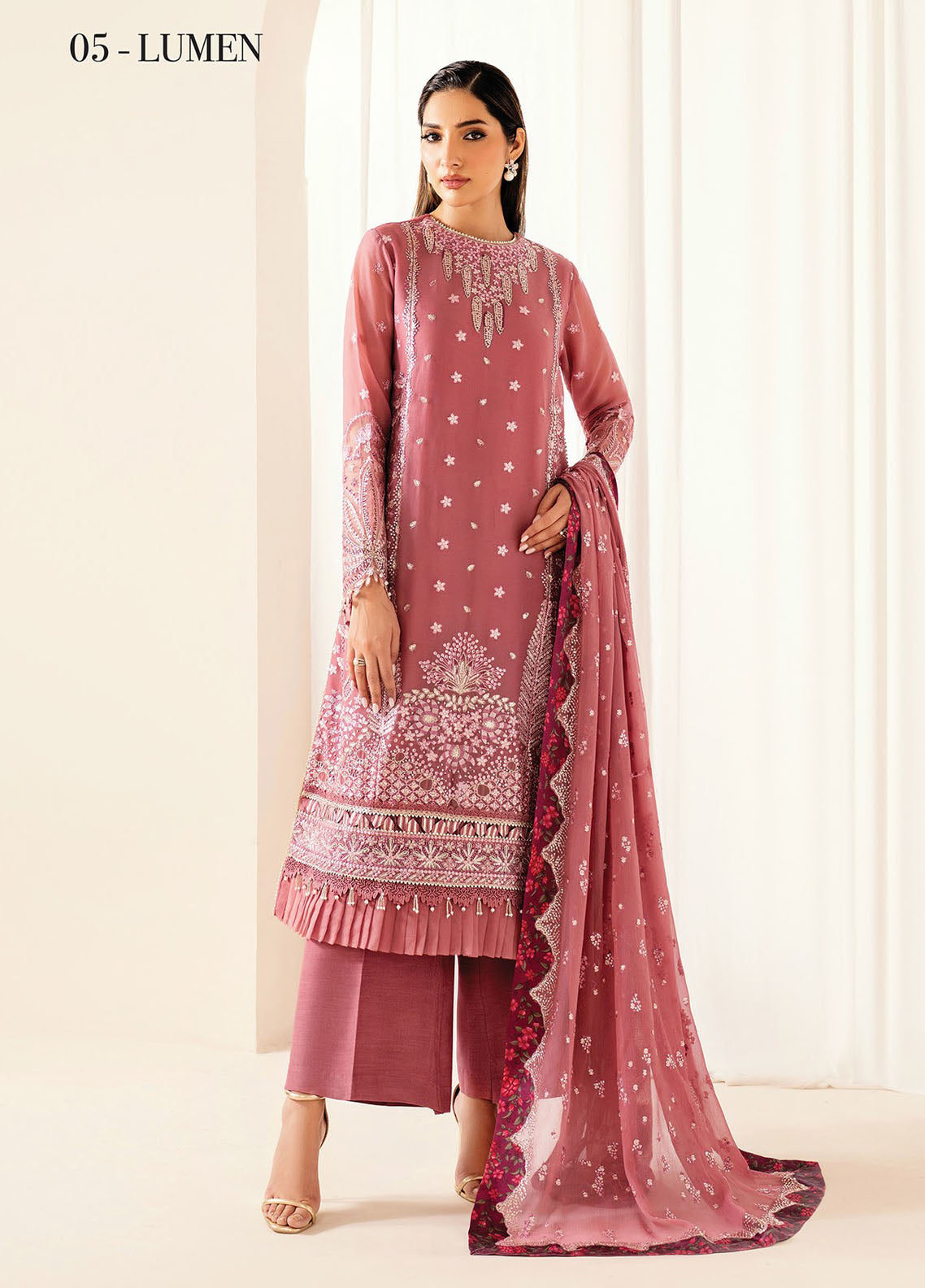 Deme by Xenia Embroidered Chiffon Suits Unstitched 3 Piece XE25DC D-05 Lumen