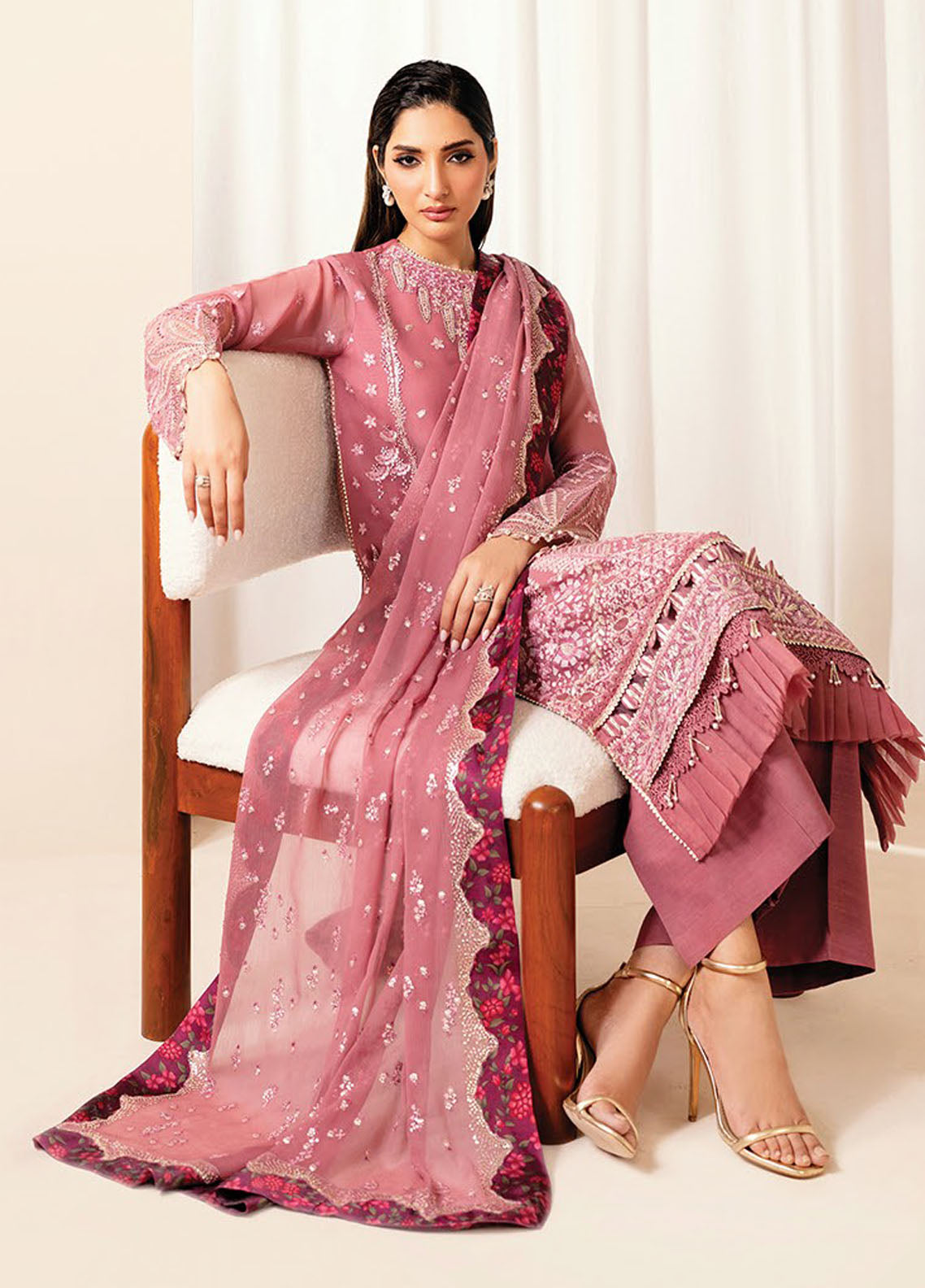 Deme by Xenia Embroidered Chiffon Suits Unstitched 3 Piece XE25DC D-05 Lumen