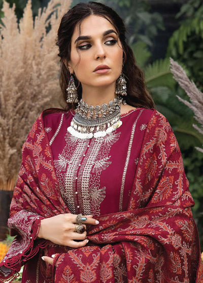 Denara By Humdum Embroidered Wool Suit Unstitched 3 Piece HD24D D-02 - Winter Collection