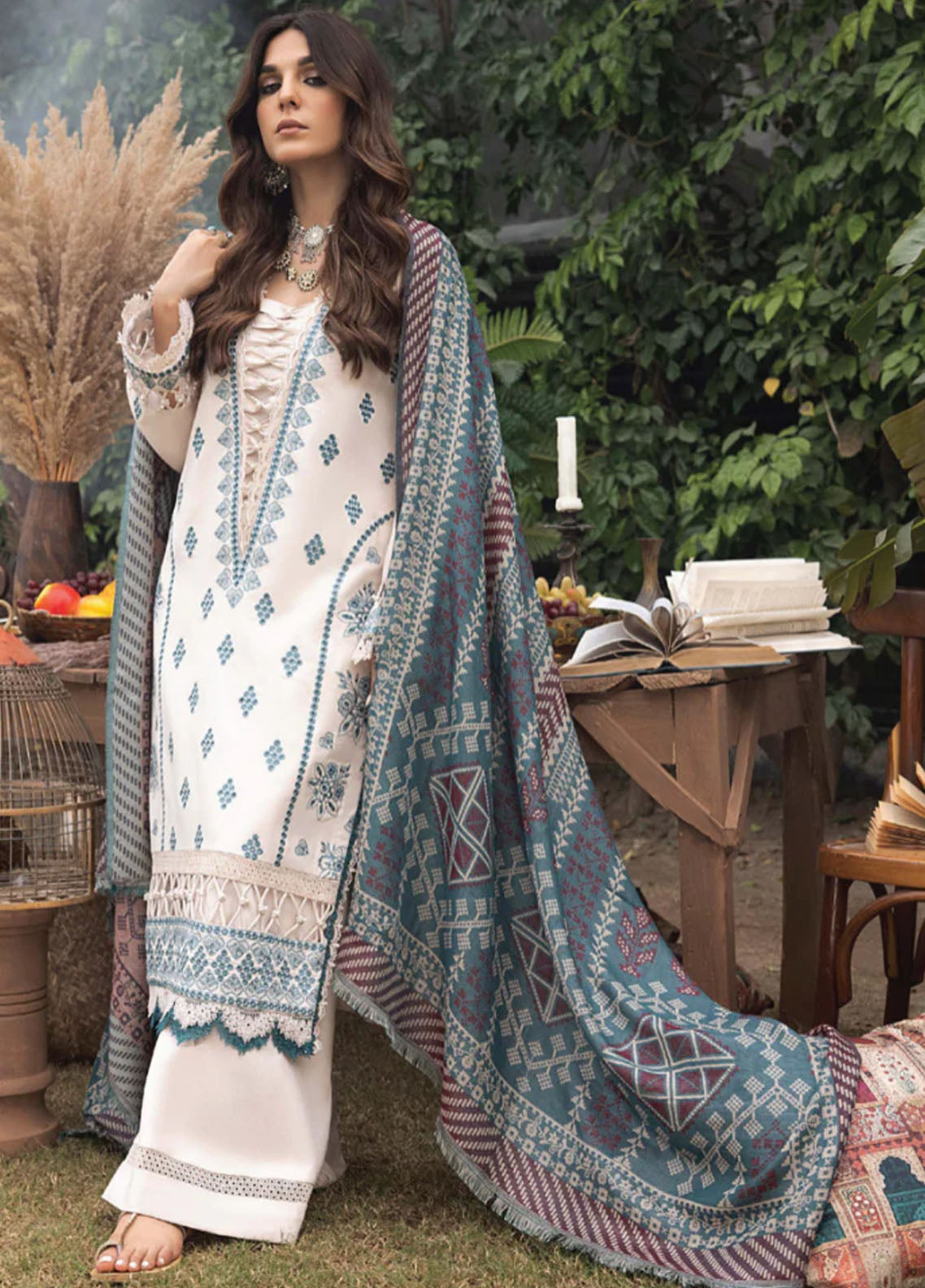 Denara By Humdum Embroidered Wool Suit Unstitched 3 Piece HD24D D-04 - Winter Collection