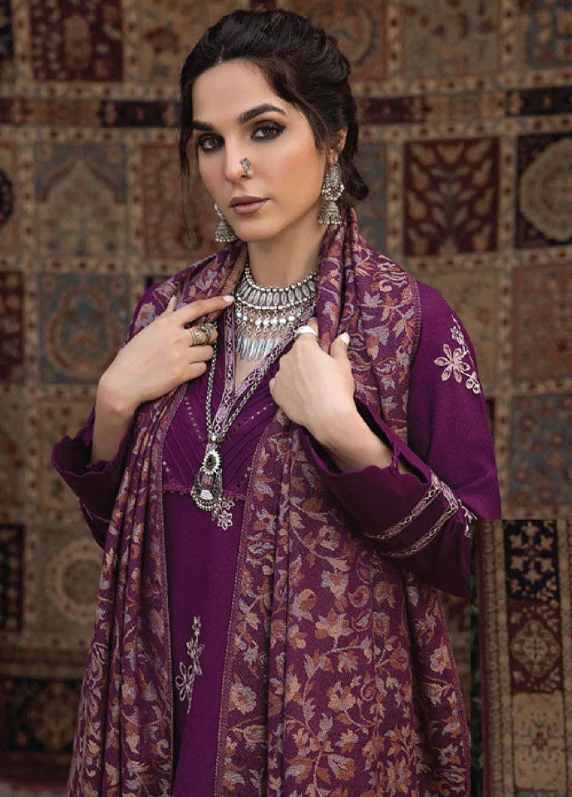 Denara By Humdum Embroidered Wool Suit Unstitched 3 Piece HD24D D-05 - Winter Collection