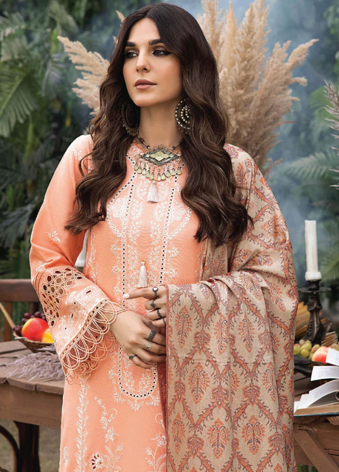 Denara By Humdum Embroidered Wool Suit Unstitched 3 Piece HD24D D-08 - Winter Collection