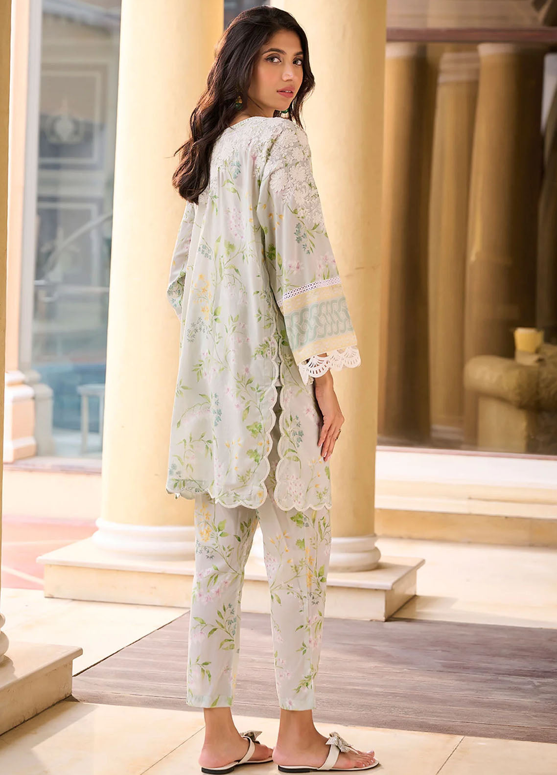 Dhanak Pret Embroidered Cotton 2 Piece Suit DHK23-D2 DC-2231 LIGHT GREEN