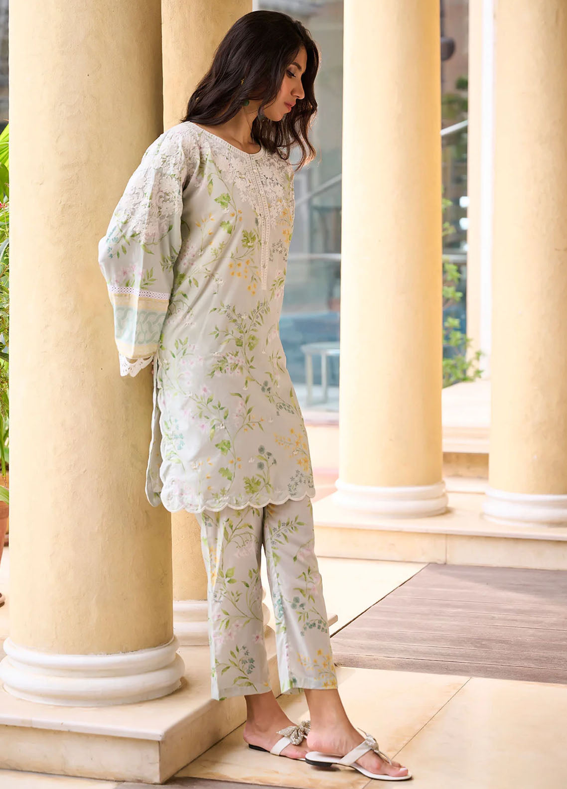 Dhanak Pret Embroidered Cotton 2 Piece Suit DHK23-D2 DC-2231 LIGHT GREEN