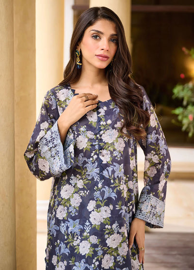 Dhanak Pret Embroidered Cotton 2 Piece Suit DHK23-D2 DC-2232 NAVY BLUE