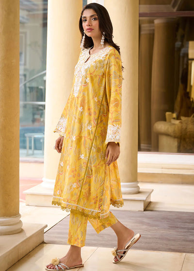 Dhanak Pret Embroidered Cotton 2 Piece Suit DHK23-D2 DC-2233 YELLOW