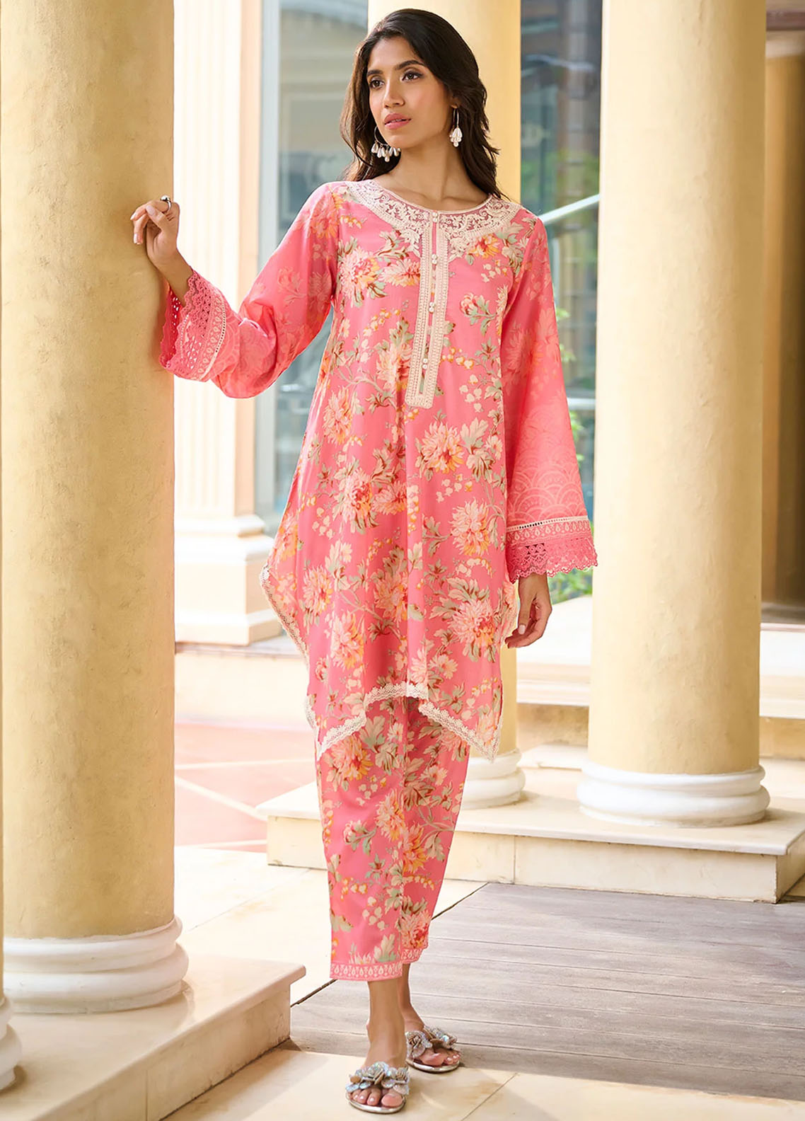 Dhanak Pret Embroidered Cotton 2 Piece Suit DHK23-D2 DC-2234 PINK