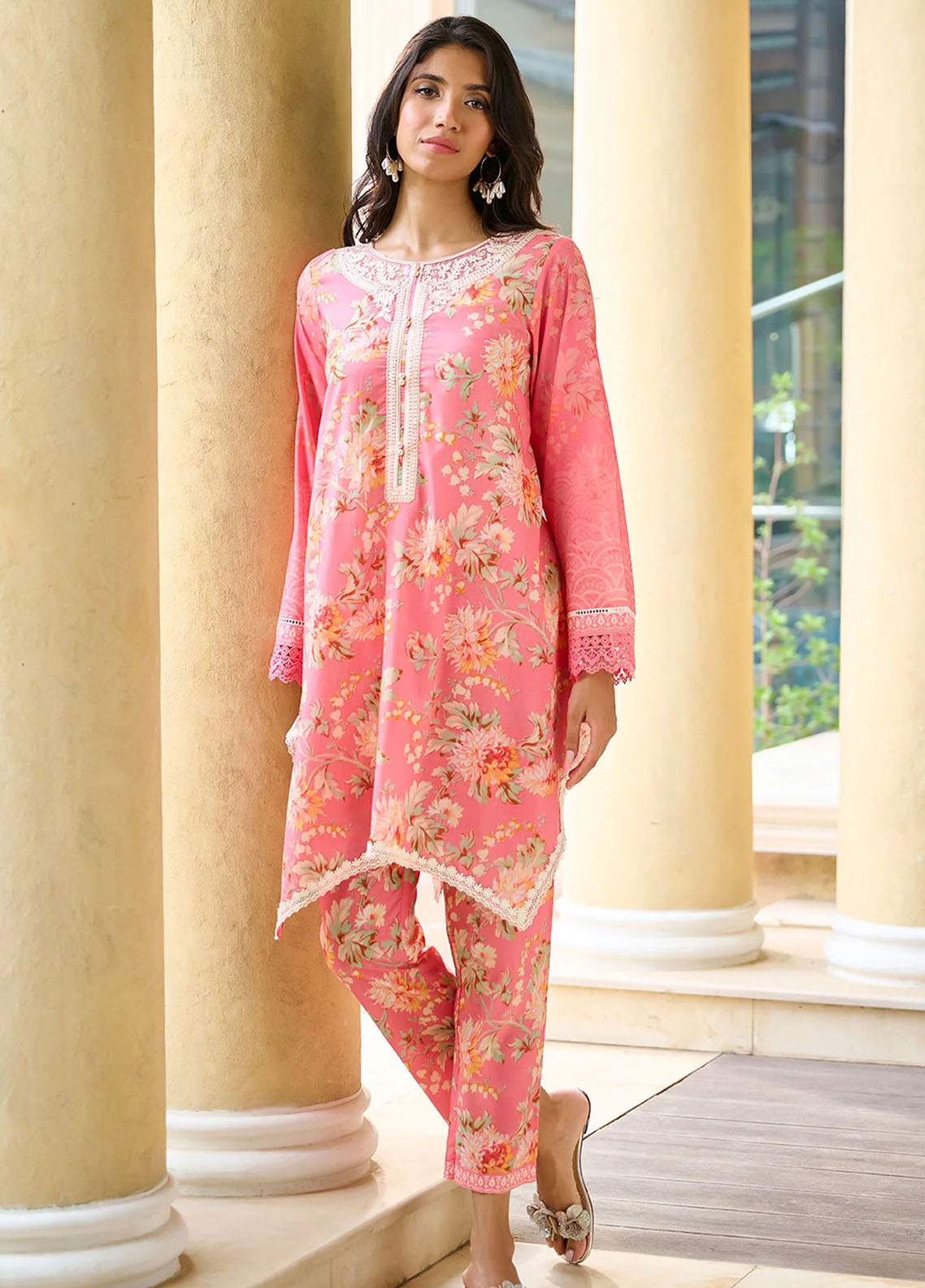 Dhanak Pret Embroidered Cotton 2 Piece Suit DHK23-D2 DC-2234 PINK