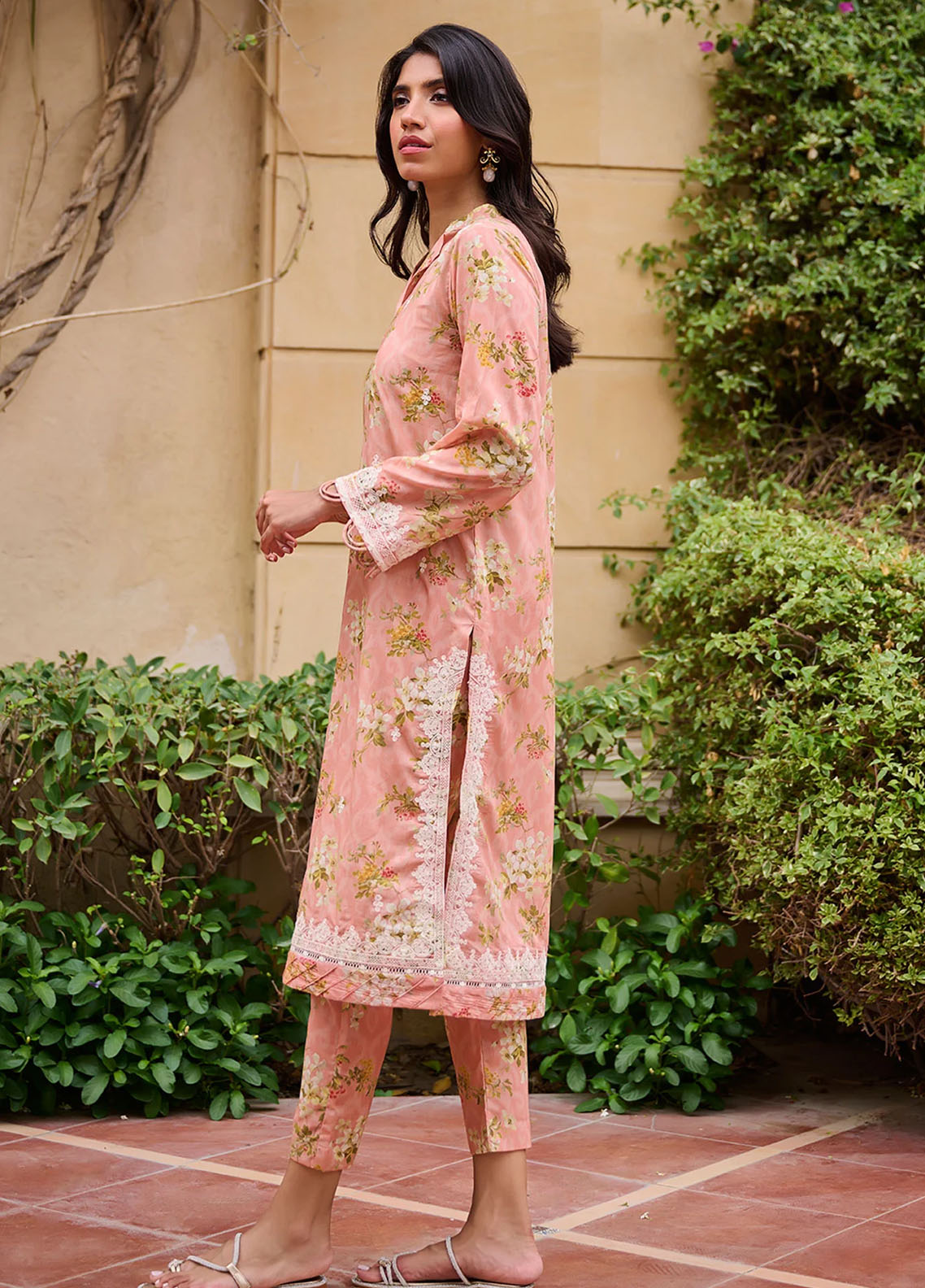 Dhanak Pret Embroidered Cotton 2 Piece Suit DHK23-D2 DC-2235 PEACH