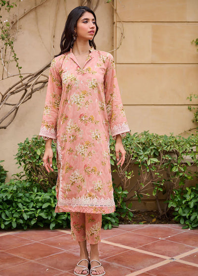 Dhanak Pret Embroidered Cotton 2 Piece Suit DHK23-D2 DC-2235 PEACH