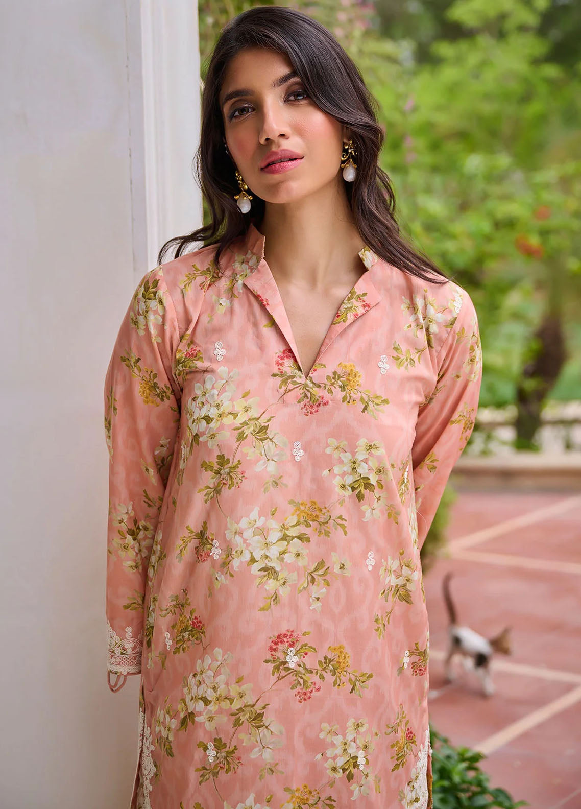 Dhanak Pret Embroidered Cotton 2 Piece Suit DHK23-D2 DC-2235 PEACH