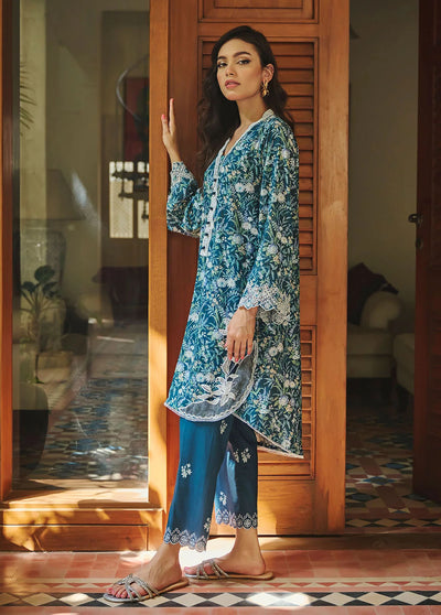 Dhanak Pret Embroidered Lawn 2 Piece Suit DC-2176 NAVY BLUE