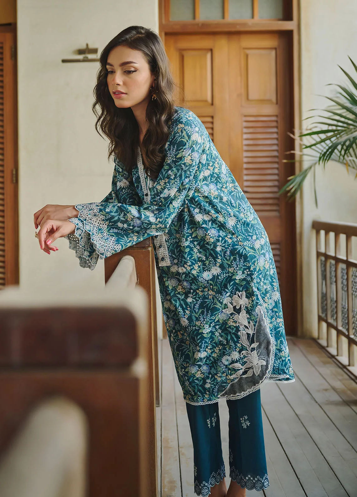 Dhanak Pret Embroidered Lawn 2 Piece Suit DC-2176 NAVY BLUE