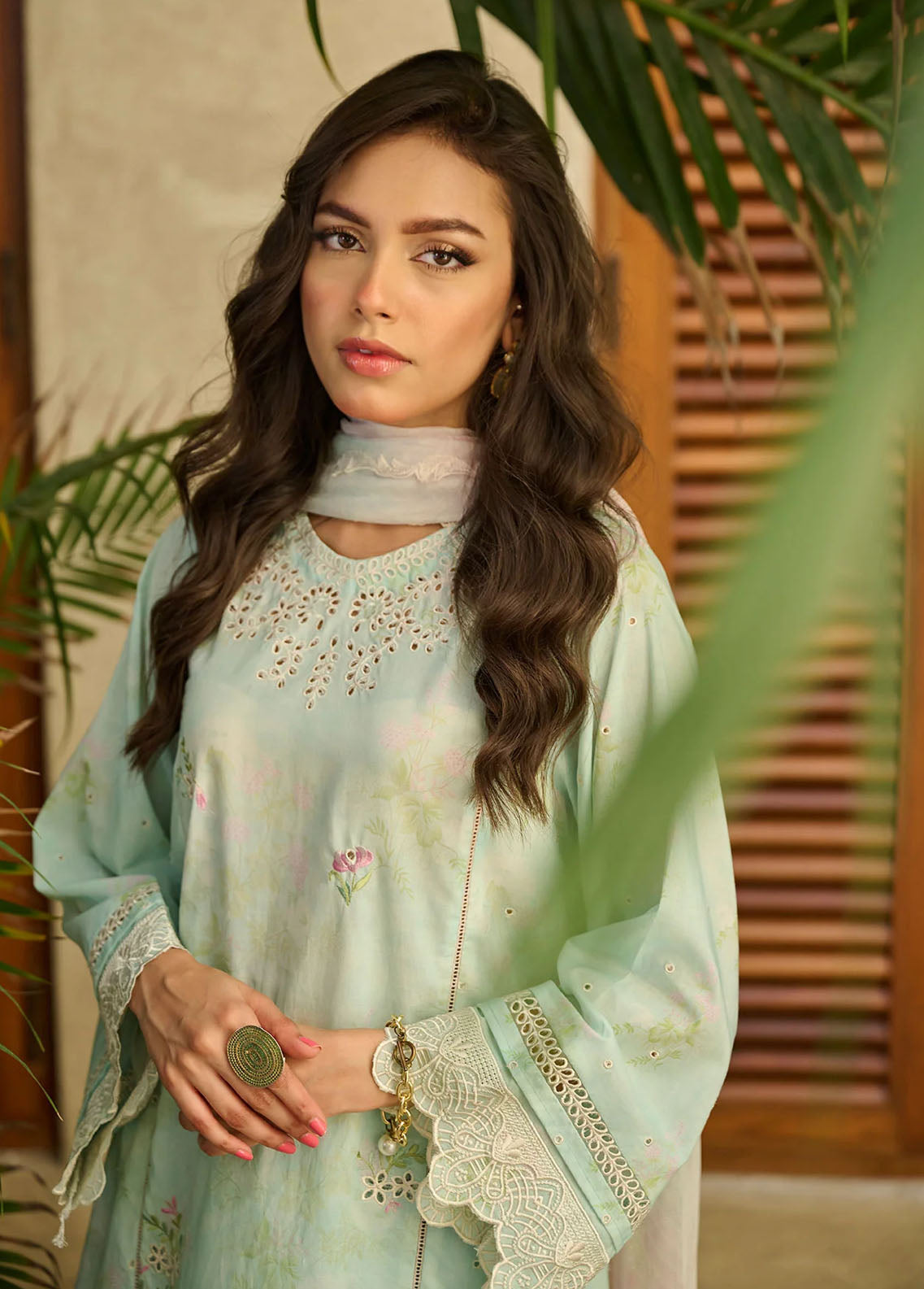 Dhanak Pret Embroidered Lawn 2 Piece Suit DC-2177 LIGHT GREEN