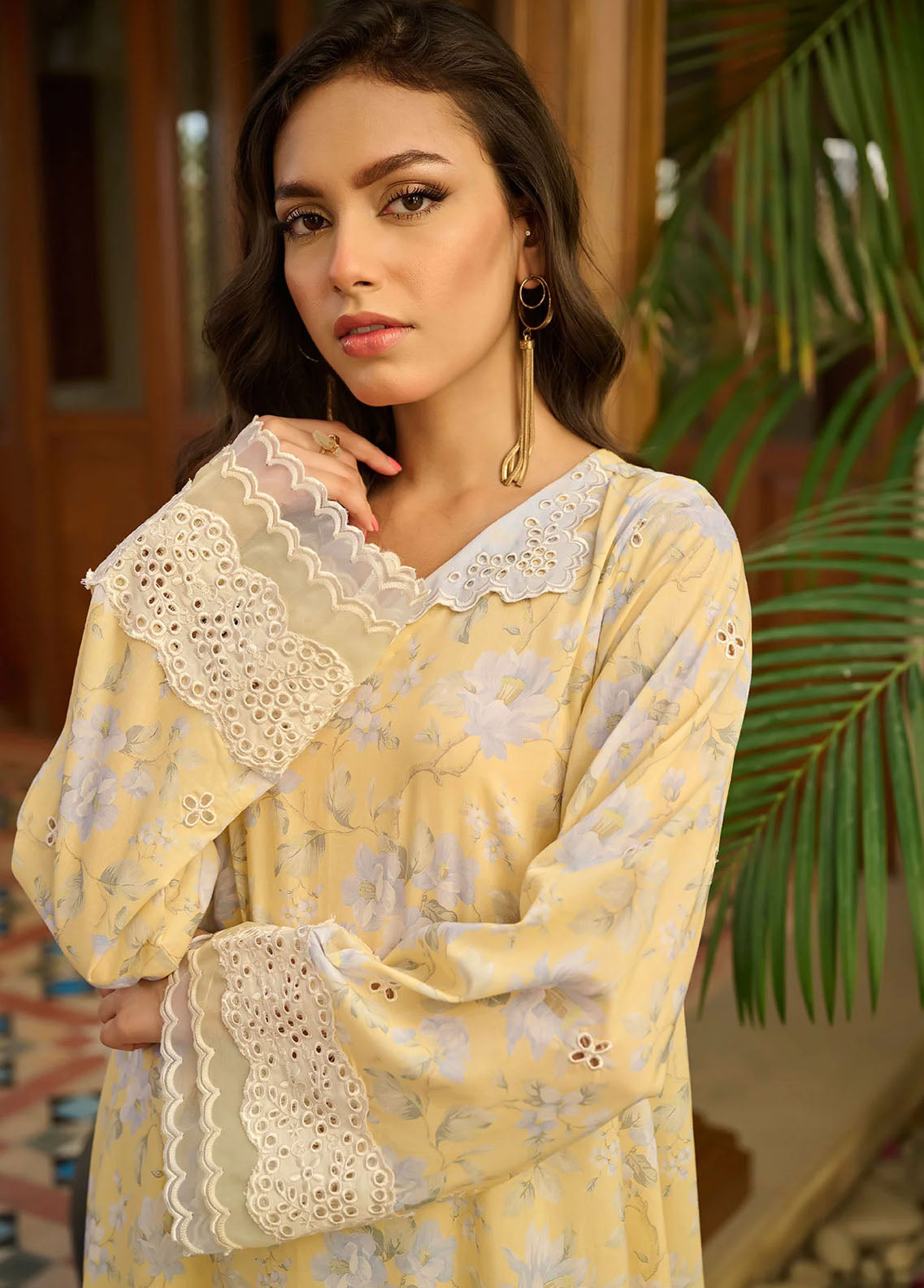 Dhanak Pret Embroidered Lawn 2 Piece Suit DC-2178 LEMON