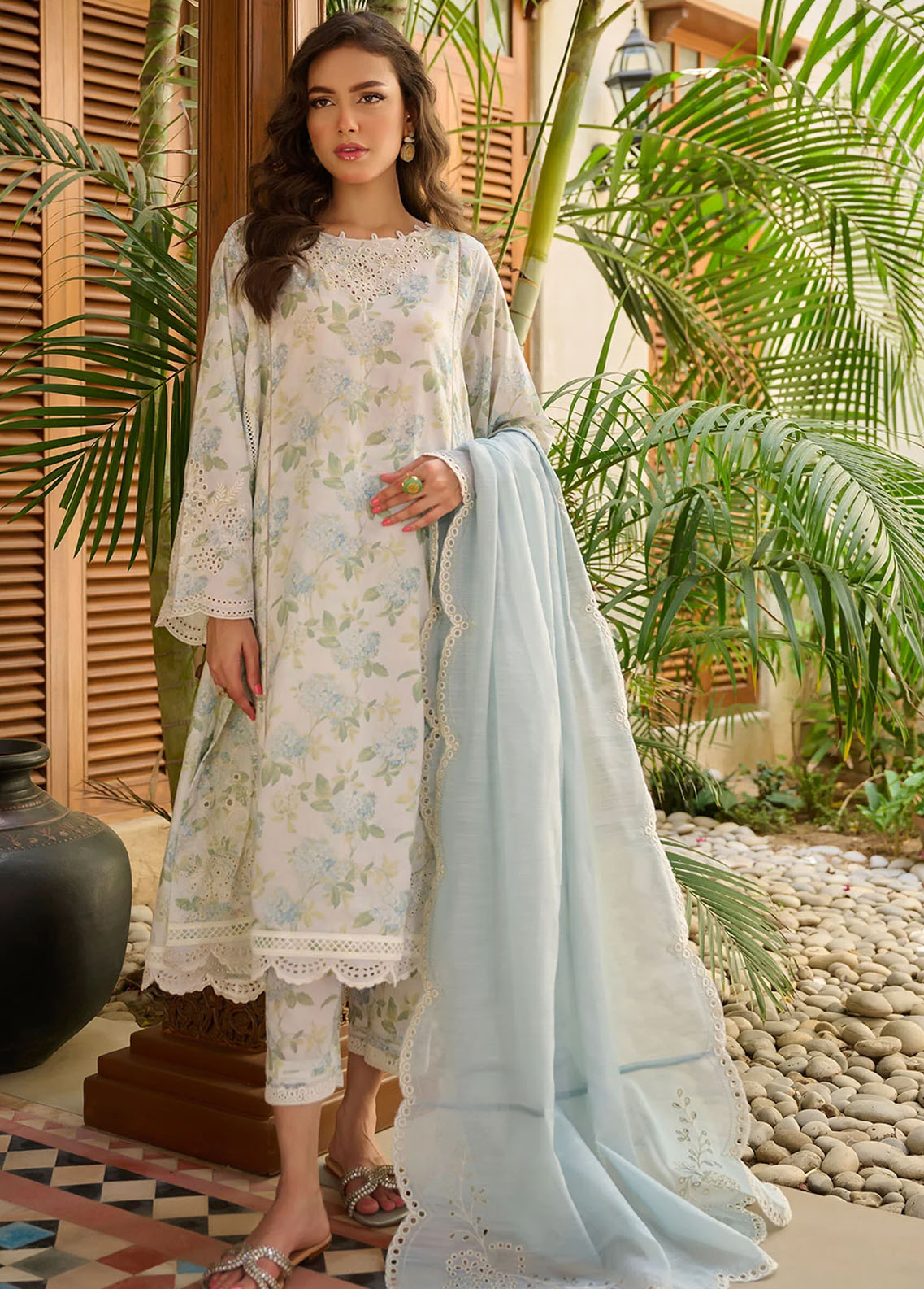 Dhanak Pret Embroidered Lawn 2 Piece Suit DC-2180 GREY