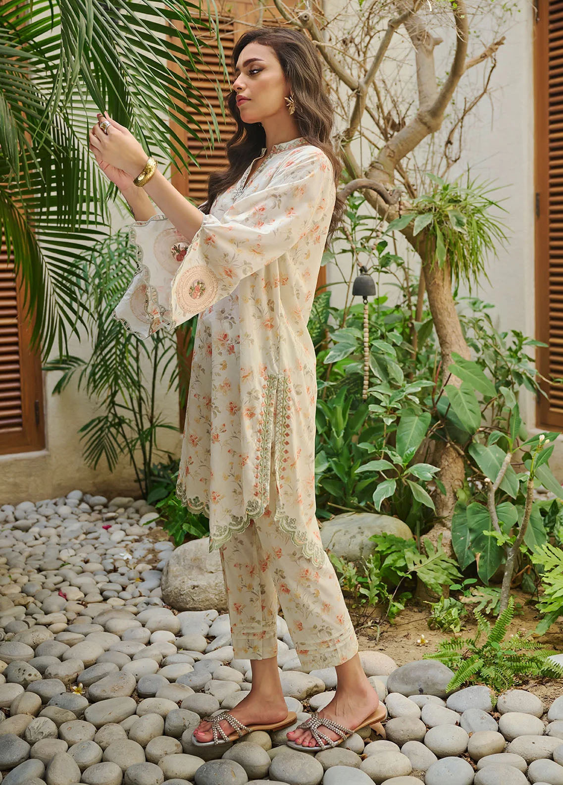 Dhanak Pret Embroidered Lawn 2 Piece Suit DC-2181 OFF WHITE