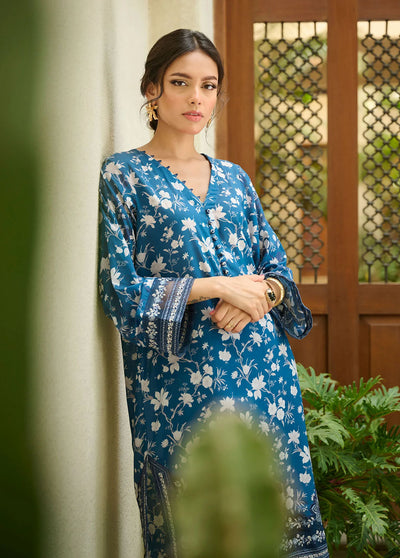 Dhanak Pret Embroidered Lawn 2 Piece Suit DC-2184 BLUE