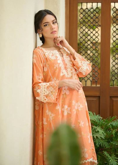 Dhanak Pret Embroidered Lawn 2 Piece Suit DC-2194 ORANGE