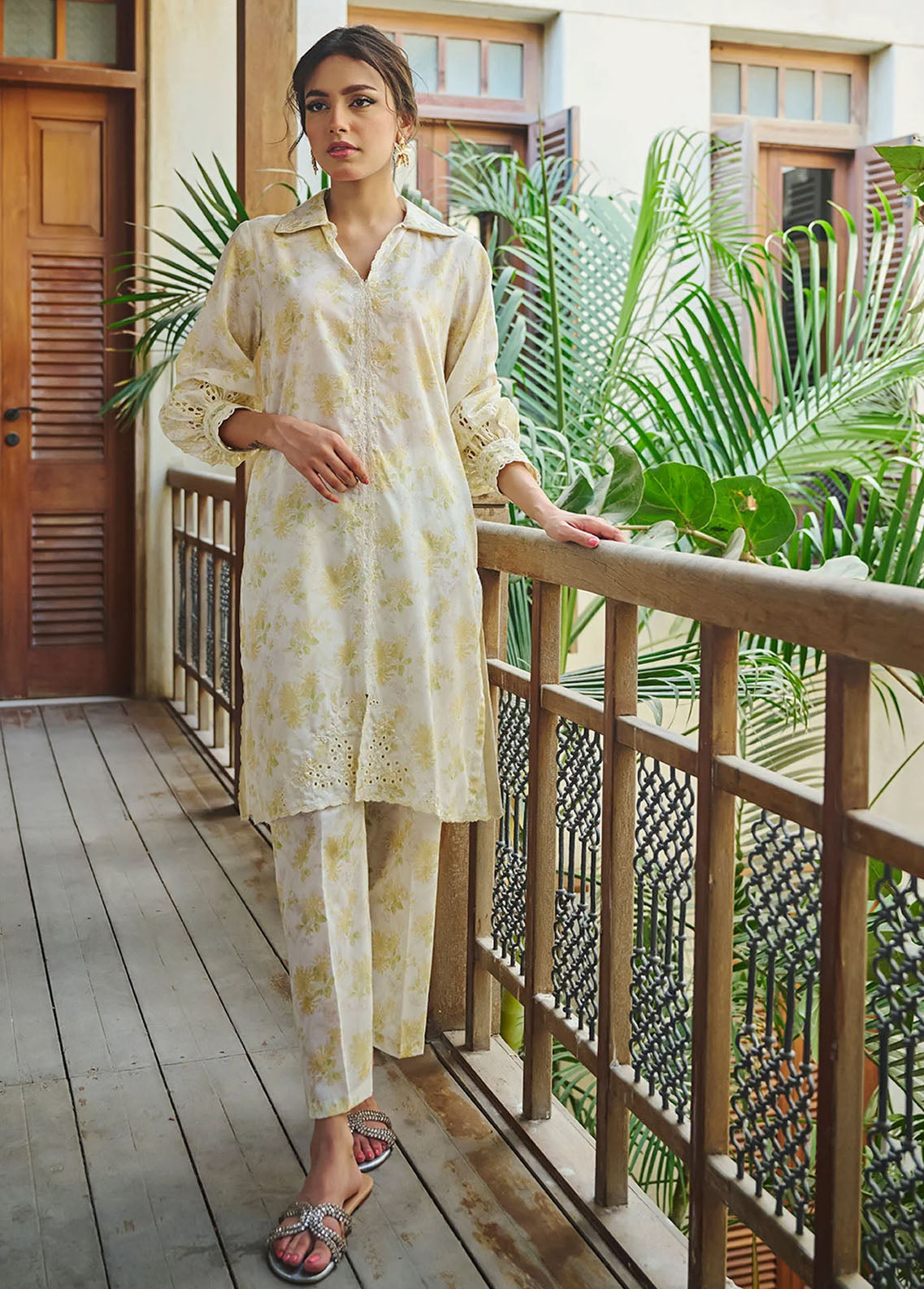 Dhanak Pret Embroidered Lawn 2 Piece Suit DC-2224 OFF WHITE