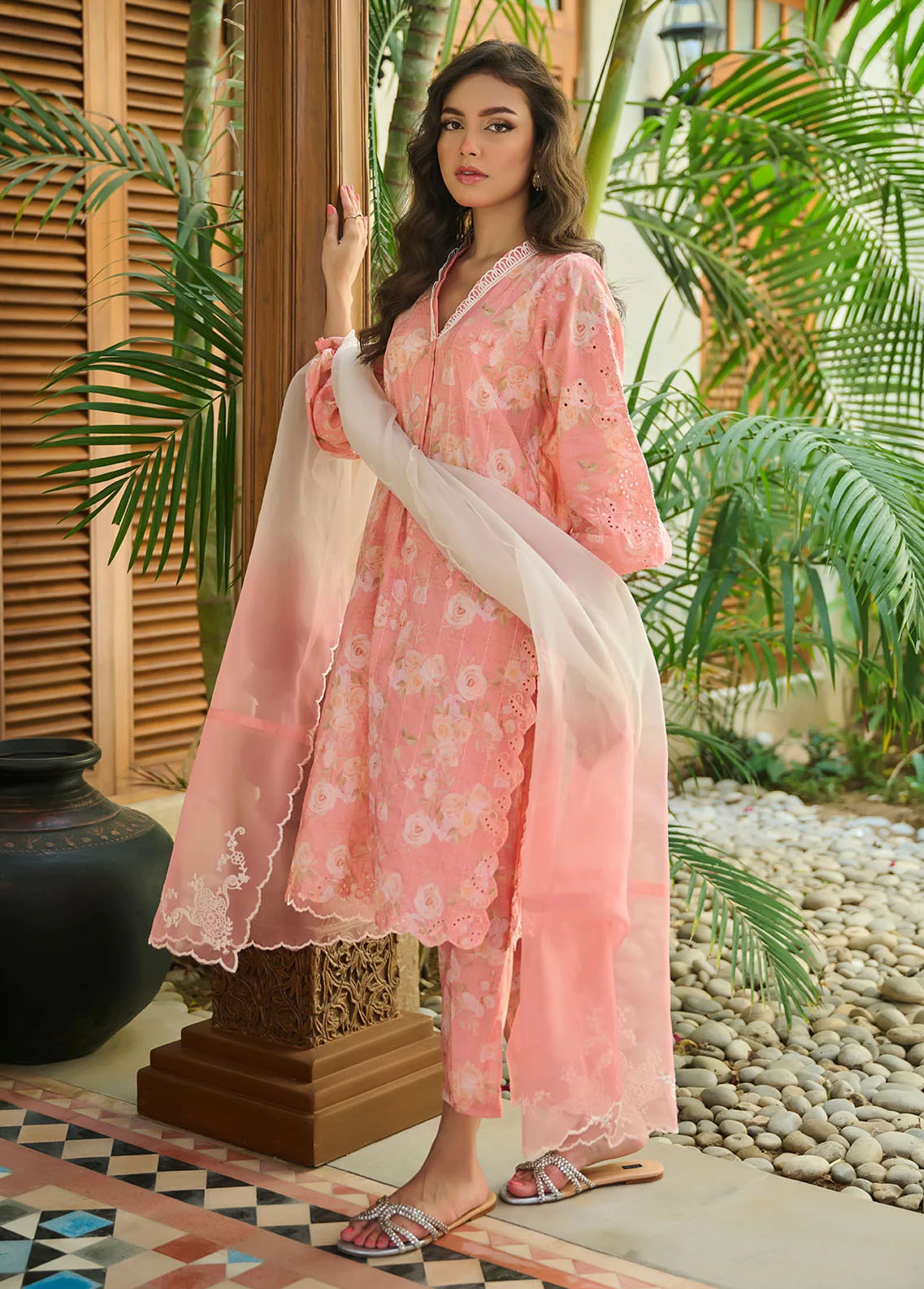 Dhanak Pret Embroidered Lawn 2 Piece Suit DC-2225 PINK